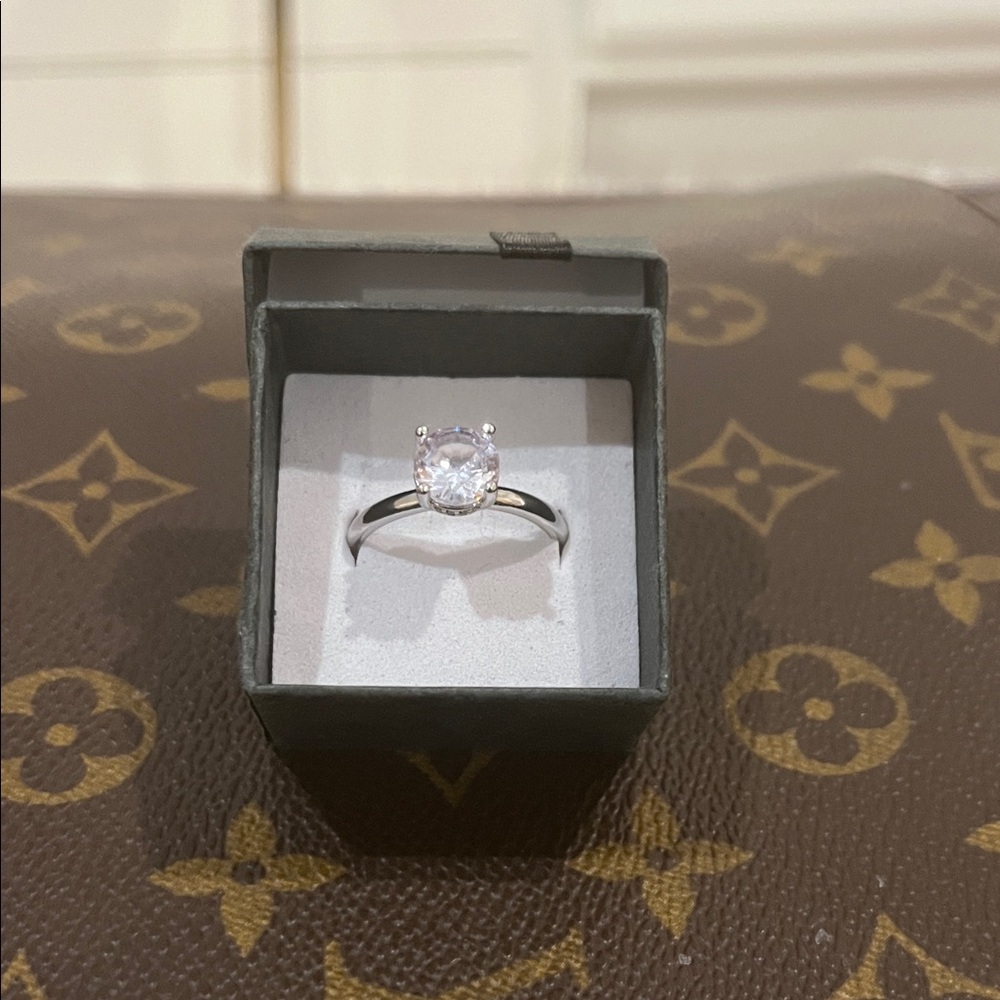 Sparkling Clear Solitaire Ring in Silver-Tone